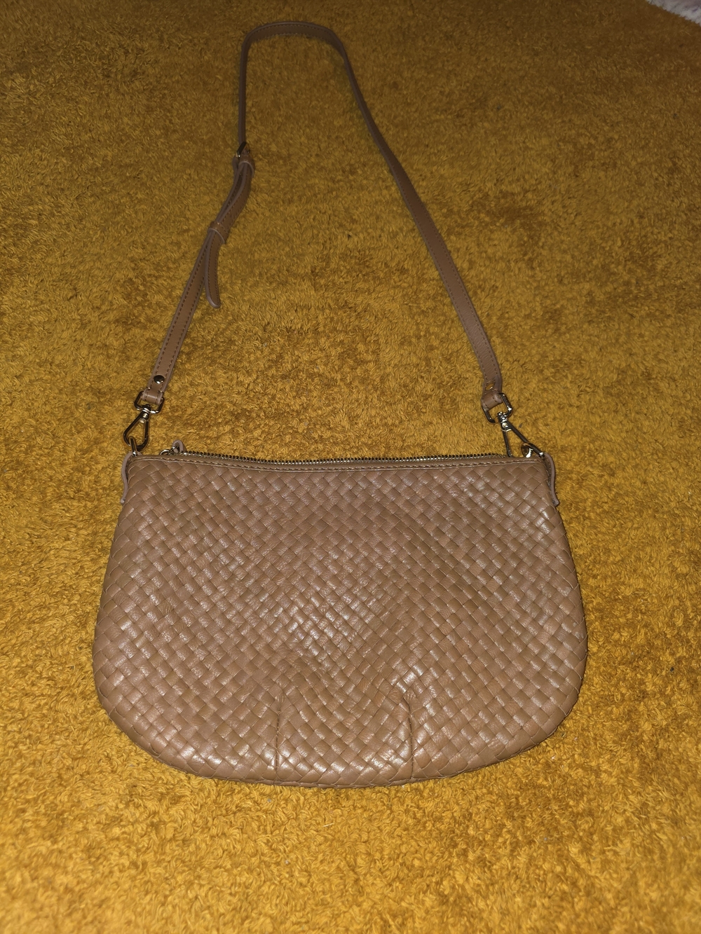 Quince Handwoven Italian Leather Clutch Crossbody Brown